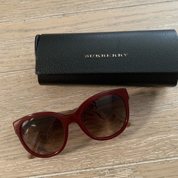 Burberry Accessories - Red Burberry Authentic Sunglasses